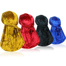 UNIQ High Quality Designer Headbands and Bonnets Crushed Velvet Wave Durag for Men Headwraps with Extra Long Tail